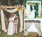 8 Panels Wedding Arch Draping Fabric 28" x 20Ft Wedding Arch Drapes Chiffon Fabric Drape Sheer Backdrop Curtain for Weddings Party Swag Ceremony Birthday Arbor Drapery Reception Ceiling Décor(Ivory)