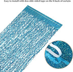 3 Pack 3.3 ft x 6.6 ft Teal Foil Fringe Curtains - Sparkle Metallic Curtains Party Decorations Photo Booth Decorations Party Supplier
