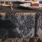 TINWIN Rectangle Lace Tablecloth 60x120 Inch Black Vintage Runner Eyelash Fabric for Kitchen Dining Picnic Table Wedding Decor for Home Decoration Tea Party Decor-4