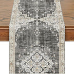 Snycler Table Runner Boho Table Runners Vintage Elegant Farmhouse Table Center Linen Decor for Home Dining Party Entrance (13x108 Inch) Black