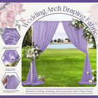 VACVELT Wedding Arch Draping Fabric, Lilac Chiffon, 2 Panels Sheer Drapes, 30 Inch x 20ft Chiffon Backdrop Curtain, Outdoor Sheer Drapery for Ceremony Party Ceiling