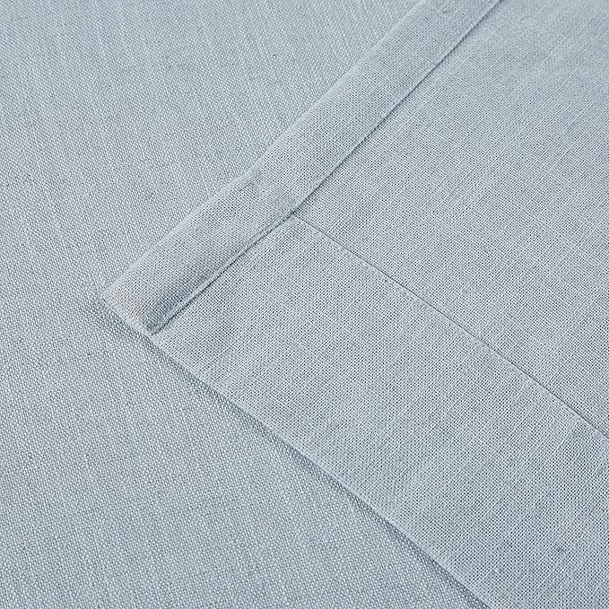 Vision Home Blue Grey Pinch Pleated Semi Sheer Curtains Textured Linen Blended Light Filtering Window Curtains 108 inch for Living Room Bedroom Patio Pinch Pleat Drapes with Hooks 9FT 60" Wx108 Lx1