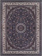 Bloom Rugs Washable Non-Slip 9' x 12' Rug - Navy Traditional Medallion Area Rug for Living Room, Bedroom, Dining Room, and Kitchen - Exact Size: 9' x 12'