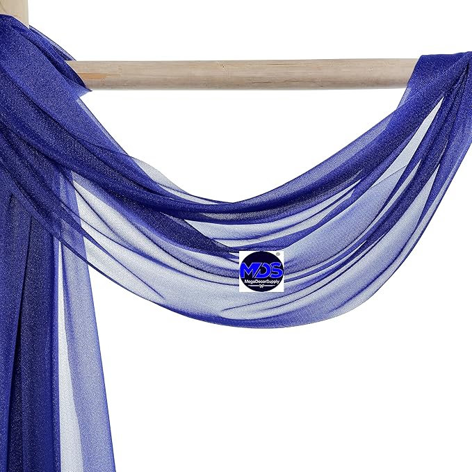MDS Halloween Chiffon Draping Fabric - 2 Panel, 30" Wide x 40ft Long - Sheer Spooky Arbor & Canopy Drapery for Haunted House Backdrops, Party Ceilings, DIY Costumes & Themed Events - Royal Blue