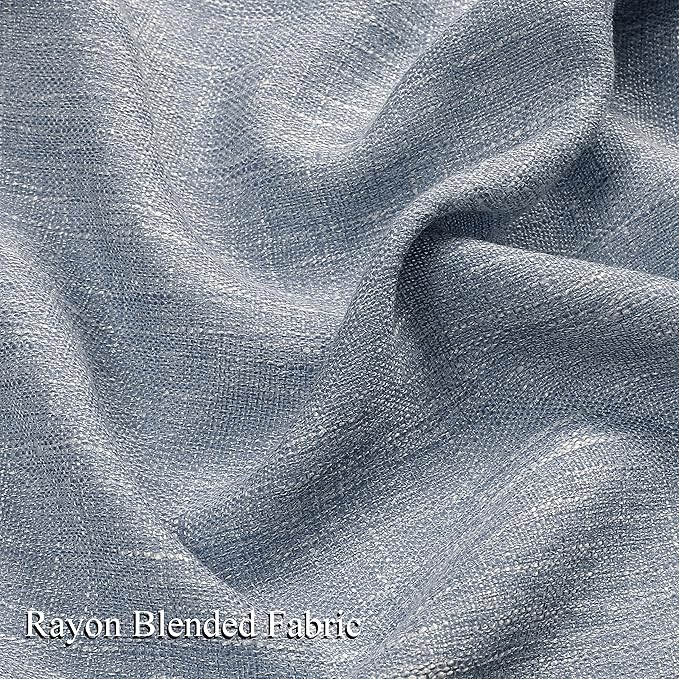 Vision Home Blue Pinch Pleated Semi Sheer Curtains Textured Light Filtering Window Curtains 112 inch for Living Room Bedroom Rayon Blend Chambray Blue Pinch Pleat Drapes with Hooks 2 Panels 40"Wx112"L