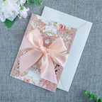 20 PCS 5.12x7.2 Butterfly Personalized Quinceanera Invitation, Customized XV Anos Laser Cut Invitation Cards with Envelopes (Rose Gold Personalized)