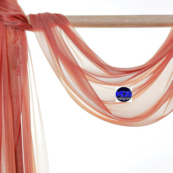 MDS Halloween Chiffon Draping Fabric - 1 Panel, 30" Wide x 20ft Long - Sheer Spooky Arbor & Canopy Drapery for Haunted House Backdrops, Party Ceilings, DIY Costumes & Themed Events - Terracotta