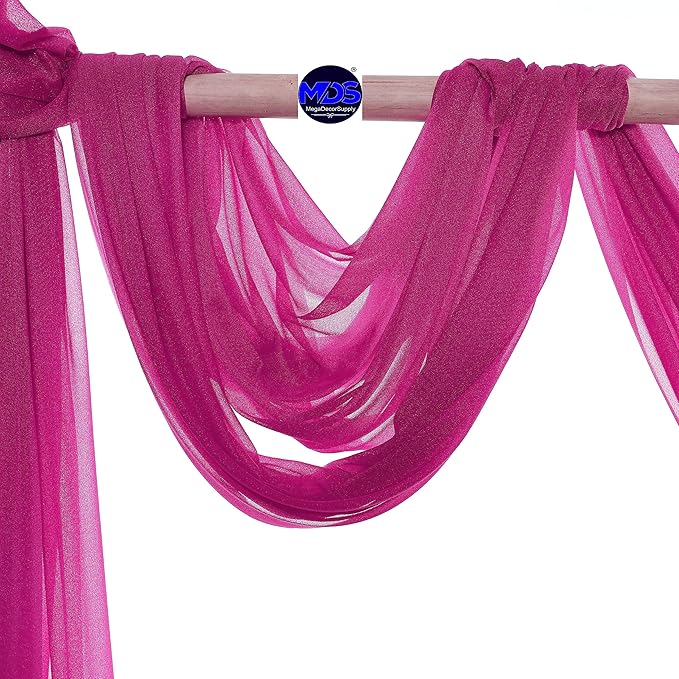 MDS Halloween Chiffon Draping Fabric - 1 Panel, 30" Wide x 40ft Long - Sheer Spooky Arbor & Canopy Drapery for Haunted House Backdrops, Party Ceilings, DIY Costumes & Themed Events - Magenta