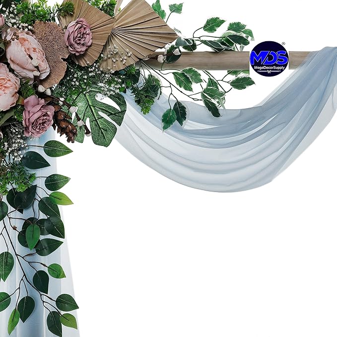 MDS Halloween Chiffon Draping Fabric - 2 Panel, 30" Wide x 20ft Long - Sheer Spooky Arbor & Canopy Drapery for Haunted House Backdrops, Party Ceilings, DIY Costumes & Themed Events - Baby Blue