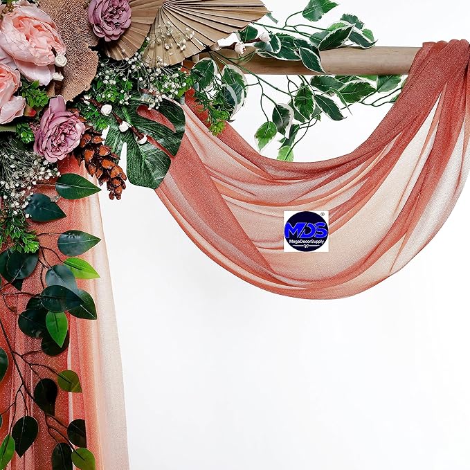 MDS Halloween Chiffon Draping Fabric - 1 Panel, 30" Wide x 40ft Long - Sheer Spooky Arbor & Canopy Drapery for Haunted House Backdrops, Party Ceilings, DIY Costumes & Themed Events - Terracotta