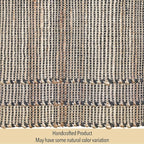 Chardin home Natural Jute Table Runner 13x48 Inch – Vintage Boho Rustic Table Decor – Handwoven Table Runner in Natural Jute and Black – Farmhouse Dining or Console Table Accent