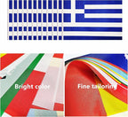 12 Pack Greece Desk Flags Set, Greek Small Mini Table Office Flags with 12" Solid Black Pole, 8.2 x 5.5 Inches, Home and Office Decoration, Festival Celebrations
