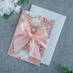 20 PCS 5.12x7.2 Butterfly Quinceanera Invitation, Laser Cut Wedding Invitation Cards with Envelopes for XV Anos Bridal Shower Baby Shower Invite (Rose Gold Glitter)