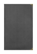 Goodsmart Pajco Style Restaurant Menu Covers – Pack of 10, Side-Loading Menu Holders, Single Stitched Edge, Clear Vinyl Menu Sleeves, Leatherette Trim, Gold Corners, Black, 4 View (8.5" x 14")