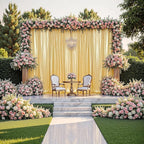 gogoparti 30x10FT Gold Sequin Backdrop Curtain - 6 Panels of 5x10FT Wrinkle-Free Glitter Drapes for Photography, Birthdays, Weddings & Graduations