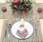 Chardin Home Natural Jute & Green Placemats, Set of 4 – Rustic Handmade Boho Table Mats, 13x19 Inch Dining Table Placemats for Kitchen, Everyday Meals, Holidays, Farmhouse or Modern Table Décor