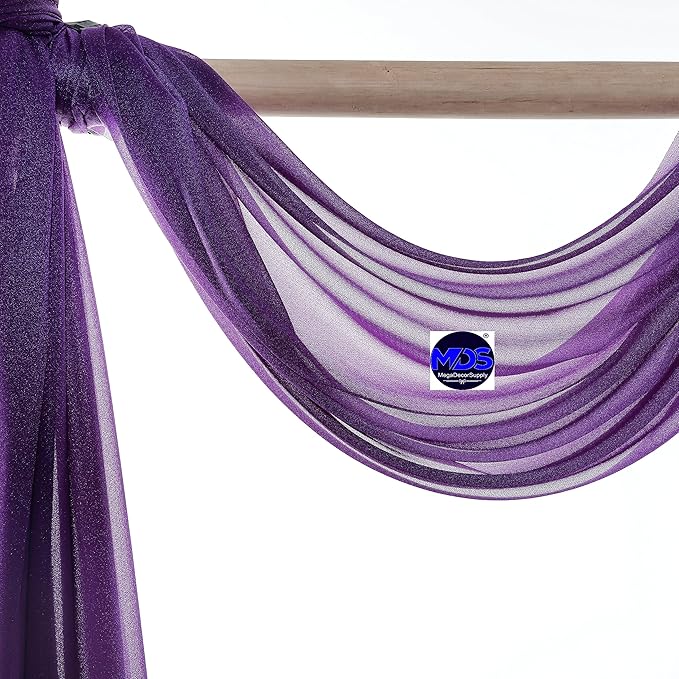 MDS Halloween Chiffon Draping Fabric - 2 Panel, 30" Wide x 50ft Long - Sheer Spooky Arbor & Canopy Drapery for Haunted House Backdrops, Party Ceilings, DIY Costumes & Themed Events - Cadbury Purple