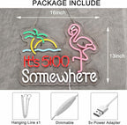 Flamingo Its 5 00 O'clock Somewhere Neon Sign for Wall Décor Dimmable LED Bar Beer Neon Light USB Powered Neon Art Signs