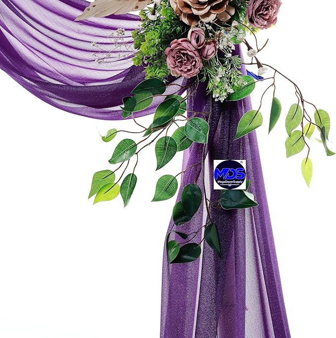 MDS Halloween Chiffon Draping Fabric - 2 Panel, 30" Wide x 40ft Long - Sheer Spooky Arbor & Canopy Drapery for Haunted House Backdrops, Party Ceilings, DIY Costumes & Themed Events - Cadbury Purple