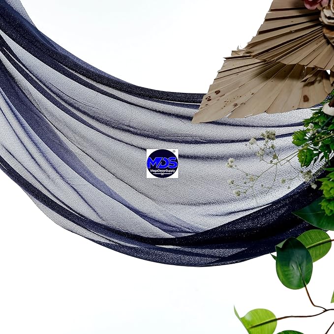 MDS Halloween Chiffon Draping Fabric - 1 Panel, 30" Wide x 30ft Long - Sheer Spooky Arbor & Canopy Drapery for Haunted House Backdrops, Party Ceilings, DIY Costumes & Themed Events - Navy Blue