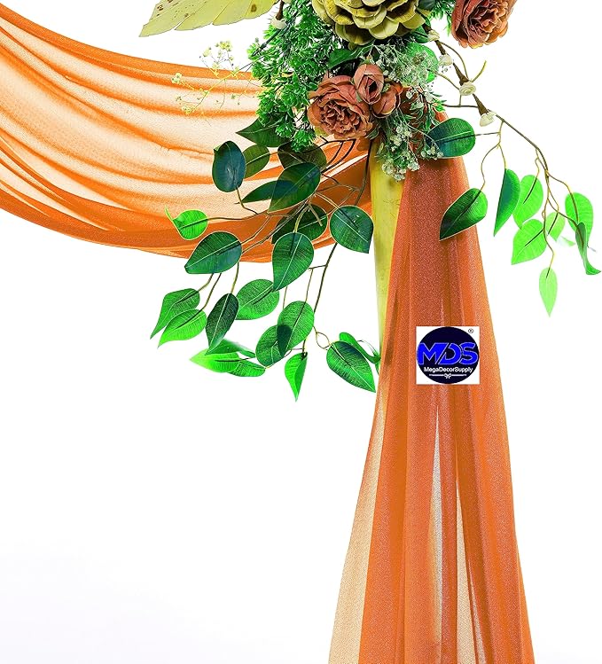 MDS Halloween Chiffon Draping Fabric - 2 Panel, 30" Wide x 75ft Long - Sheer Spooky Arbor & Canopy Drapery for Haunted House Backdrops, Party Ceilings, DIY Costumes & Themed Events - Orange