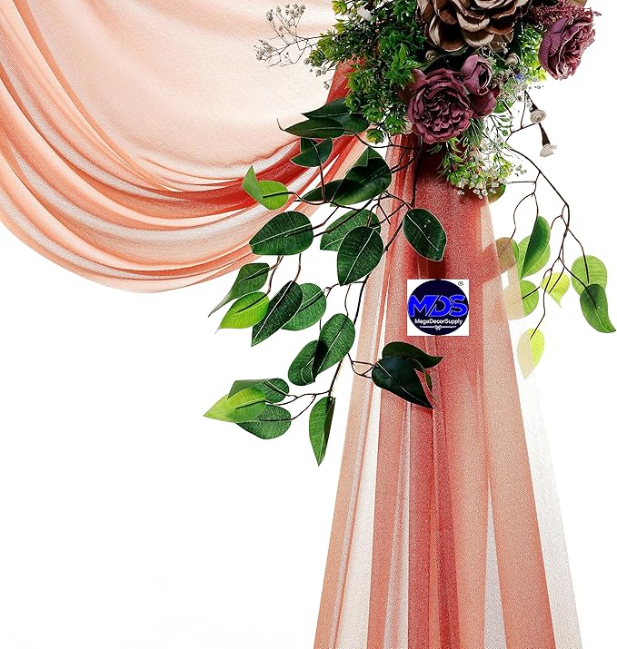MDS Halloween Chiffon Draping Fabric - 2 Panel, 30" Wide x 40ft Long - Sheer Spooky Arbor & Canopy Drapery for Haunted House Backdrops, Party Ceilings, DIY Costumes & Themed Events - Terracotta