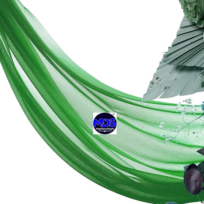 MDS Halloween Chiffon Draping Fabric - 1 Panel, 30" Wide x 75ft Long - Sheer Spooky Arbor & Canopy Drapery for Haunted House Backdrops, Party Ceilings, DIY Costumes & Themed Events - Green