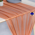 MDS 2 Pack 10ft Chiffon Table Runner 29 x 120 Inches Sheer Wedding Runner Romantic Rustic Table Runner for Wedding Decorations, Birthday Parties, Bridal Shower Party Arch Decor - Coral Peach