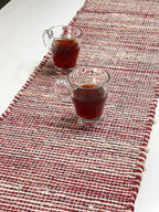 Chardin home Natural Jute Table Runner 13x72 Inch – Vintage Boho Rustic Table Decor – Handwoven Table Runner in Natural Jute and Red – Farmhouse Dining or Console Table Accent