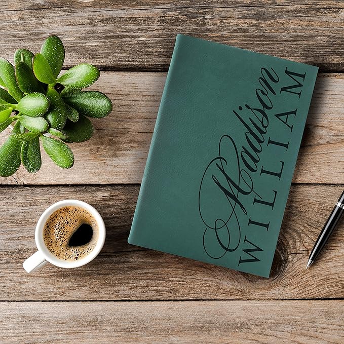 Personal Leather Journal Notebooks | 12 Design, 9 Color - Blue | Journal for Women, Men - Custom Notebook to Write in - Diary for Girls, Women - Personalized Gift Idea for Girl, Boy, Mom and Dad