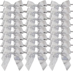 50pcs 3-1/2" Metallic Silver Glitter Ribbon Bows with Twist Ties for Gift Wrapping Packing Christmas Big Bows for Holiday Decoration (Silver)