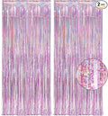 Pink Tinsel Curtain Party Backdrop - GREATRIL Foil Fringe Curtain Lilac Pink Party Streamers for Birthday Girl Princess Bachelorette Euphoria Taylor Themed Party Decorations - 2 Packs
