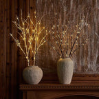 LITBLOOM Lighted Brown Willow Branches 32IN 100 LED with Timer Battery Operated, Tree Branch with Warm White Lights for Holiday Christmas Decoration Indoor Outdoor Use