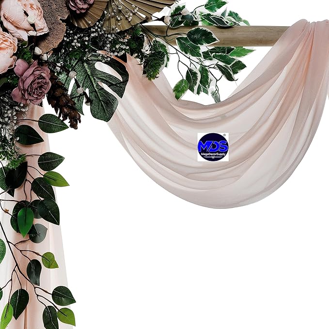 MDS Halloween Chiffon Draping Fabric - 2 Panel, 30" Wide x 40ft Long - Sheer Spooky Arbor & Canopy Drapery for Haunted House Backdrops, Party Ceilings, DIY Costumes & Themed Events - Nude