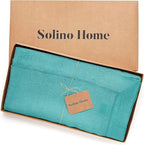Solino Home Linen Tablecloth 60 x 90 Inch - Classic Hemstitch 100% Pure Linen Teal Table Cloth for Rectangle Tables - Machine Washable Tablecloth for Fall, Autumn, Thanksgiving, Christmas