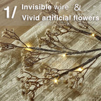 Fudios Lighted Garland Flowers for Mantle with Timer Battery 48 LED 6ft Vine Garlands for Decor with Flowers and Lights for Summer Wedding Party