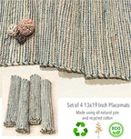 Chardin Home Natural Jute & Green Placemats, Set of 4 – Rustic Handmade Boho Table Mats, 13x19 Inch Dining Table Placemats for Kitchen, Everyday Meals, Holidays, Farmhouse or Modern Table Décor
