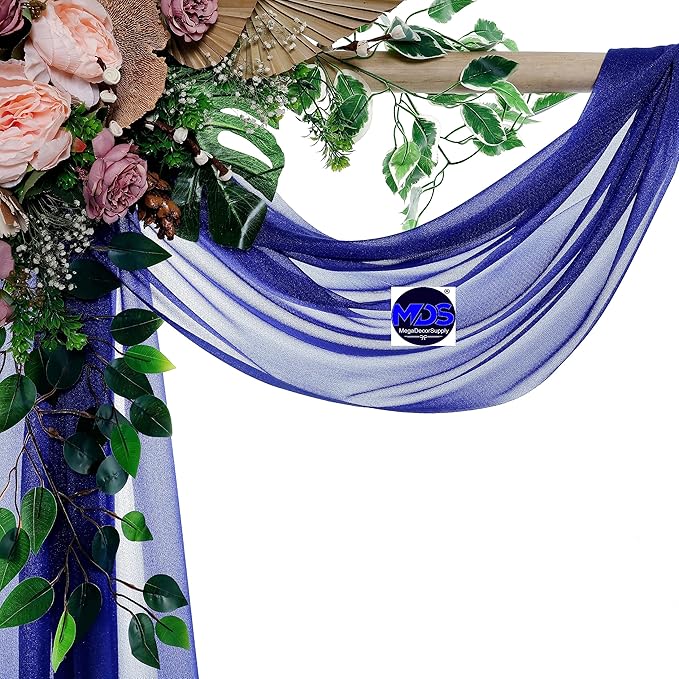 MDS Halloween Chiffon Draping Fabric - 1 Panel, 30" Wide x 20ft Long - Sheer Spooky Arbor & Canopy Drapery for Haunted House Backdrops, Party Ceilings, DIY Costumes & Themed Events - Royal Blue