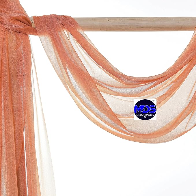 MDS Halloween Chiffon Draping Fabric - 2 Panel, 30" Wide x 40ft Long - Sheer Spooky Arbor & Canopy Drapery for Haunted House Backdrops, Party Ceilings, DIY Costumes & Themed Events - Coral Peach