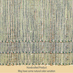 Chardin home Natural Jute Table Runner 13x90 Inch – Vintage Boho Rustic Table Decor – Handwoven Table Runner in Natural Jute and Green – Farmhouse Dining or Console Table Accent