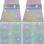 Durony 2 Pack Disco Table Runner 11 x 108 Inch Mirror Silver Laser Glitter Foil Cover With Sparkle Sequin for Bachelorette, 70s, Cowgirl Party Decorations