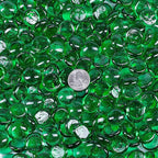 Galashield Flat Glass Marbles for Vases Green Glass Gems Beads Pebbles Vase Filler (1 LB, Approx. 105 PCS)