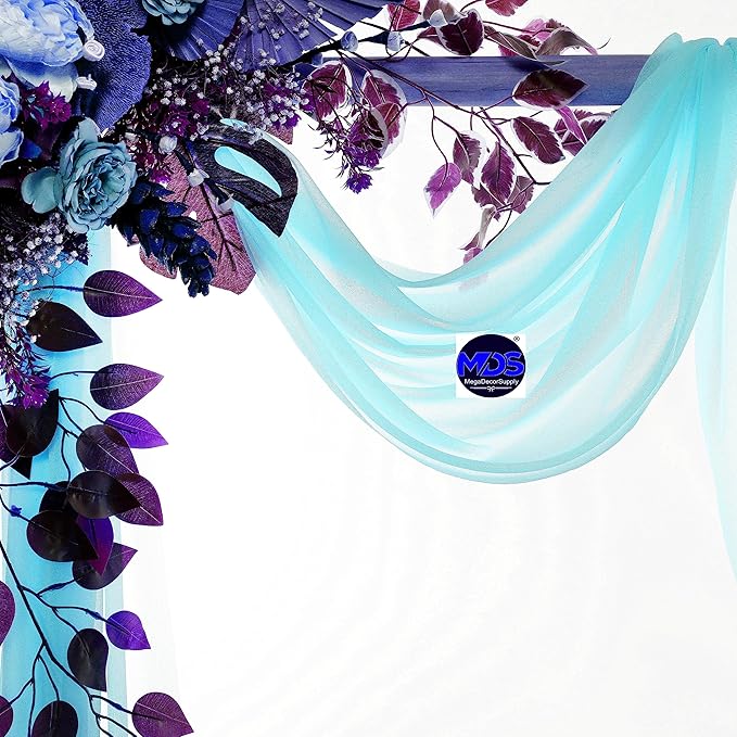 MDS Halloween Chiffon Draping Fabric - 1 Panel, 30" Wide x 75ft Long - Sheer Spooky Arbor & Canopy Drapery for Haunted House Backdrops, Party Ceilings, DIY Costumes & Themed Events - Teal