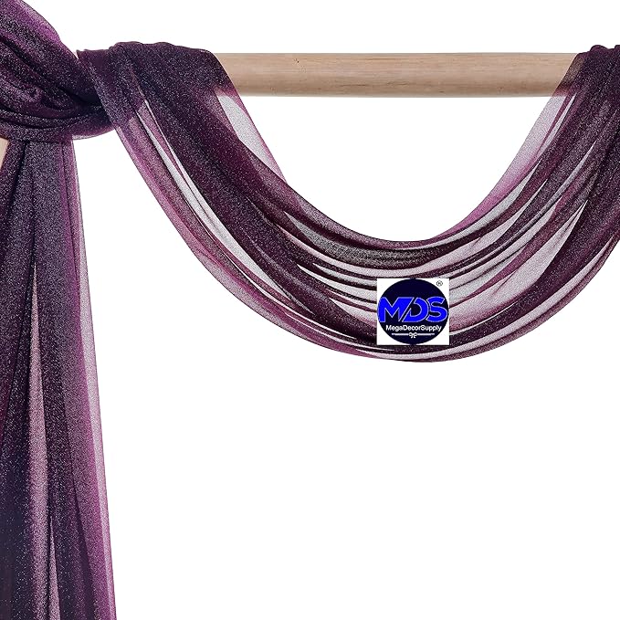 MDS Halloween Chiffon Draping Fabric - 2 Panel, 30" Wide x 100ft Long - Sheer Spooky Arbor & Canopy Drapery for Haunted House Backdrops, Party Ceilings, DIY Costumes & Themed Events - Eggplant