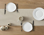 ZeeMart Linen Textured Border Table Runner, 14 x 60 Inch Natural, Farmhouse Style Neutral Table Runners 60 Inches Long, Easy Care Everyday Polyester Table Runner