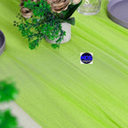 MDS 2 Pack 10ft Chiffon Table Runner 29 x 120 Inches Sheer Wedding Runner Romantic Rustic Table Runner for Wedding Decorations, Birthday Parties, Bridal Shower Party Arch Decor - Parrot Green
