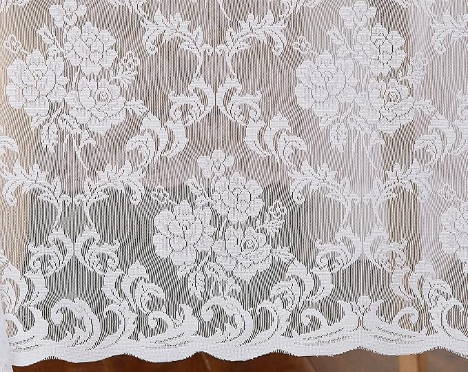 LinenZone Extra Large White Round Tablecloth for Rustic Vintage Decor. Sheer Lace Table Cloth Works Great As Wedding Tablecloth or Thanksgiving Table Cover. (Mia 132 Round, White)