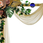 MDS Halloween Chiffon Draping Fabric - 2 Panel, 30" Wide x 75ft Long - Sheer Spooky Arbor & Canopy Drapery for Haunted House Backdrops, Party Ceilings, DIY Costumes & Themed Events - Champagne Gold