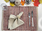 Chardin Home Natural Jute & Red Placemats, Set of 4 – Rustic Handmade Boho Table Mats, 13x19 Inch Dining Table Placemats for Kitchen, Everyday Meals, Holidays, Farmhouse or Modern Table Décor