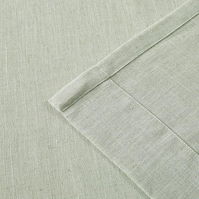 Vision Home Soft Green Pinch Pleated Semi Sheer Curtains Textured Linen Blended Light Filtering Window Curtains 95 inch for Living Room Bedroom Patio Pinch Pleat Drapes with Hooks 1 Panel 60" Wx95 L